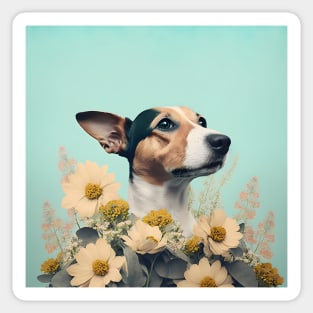 Dog and flower collage 02 Sticker